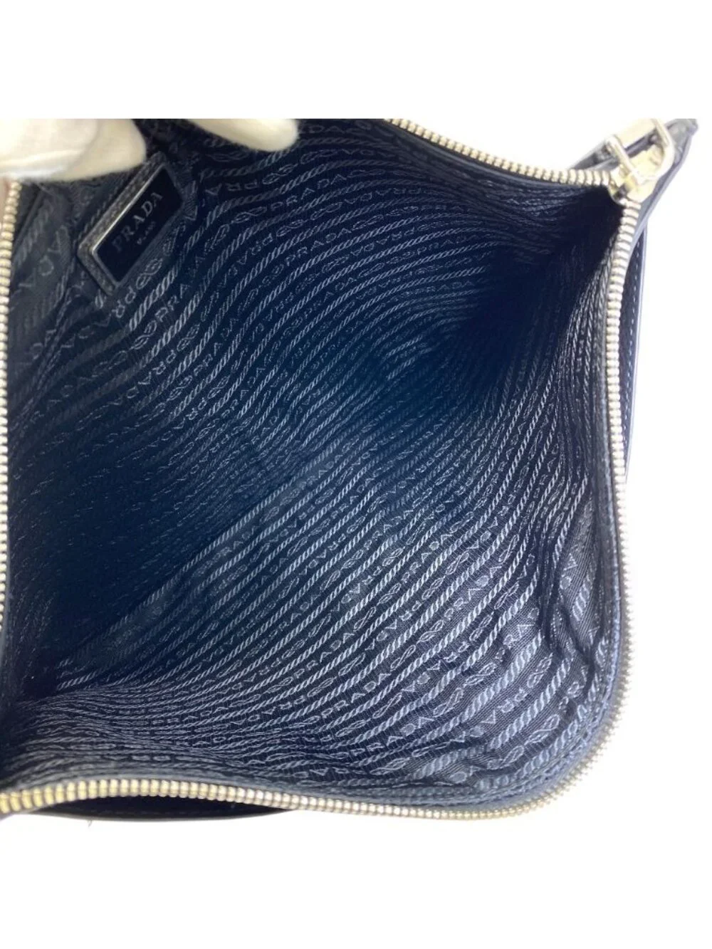 Prada Clutch Document Case Logo Ship Leather Black Business